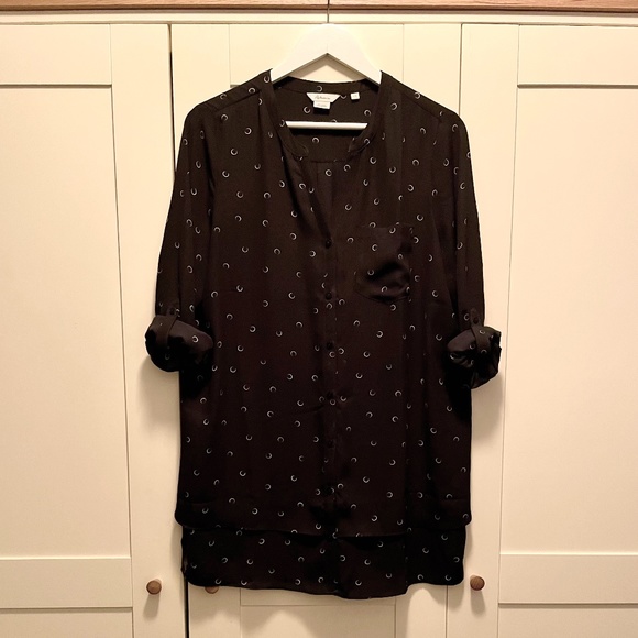 Reitmans Black & White Circle Pattern 3/4 Sleeve Blouse Size L - Picture 1 of 5